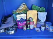Supplies inside pet food pantry