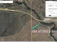 A map showing the proposed trail of Tom's Place Connector - Out of CSA1 Area
