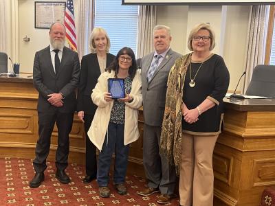 Community Spirit Award Winner, Deb Bush, with Mono County Board of Supervisors